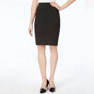 ALFANI Black Ribbed Texture Pencil Skirt with Gold Zippers Size 8